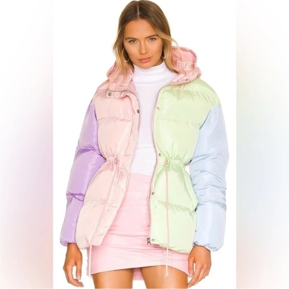 Olivia Rubin Misha Puffer in Colorblock Pastel - Picture 1 of 15